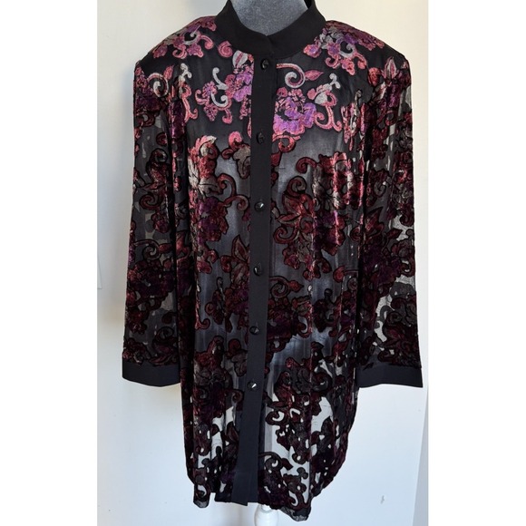 Vtg Y2K Dressbarn Top Tunic 18W Burnout Velvet Fairy Whimsigoth Boho Festival - Picture 11 of 16